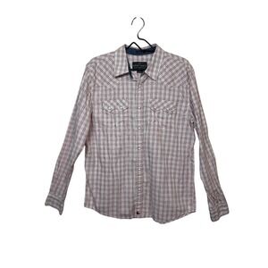 Cody James Western Shirt Mens Large Red White Plaid Pearl Snap Slim CMH18W2